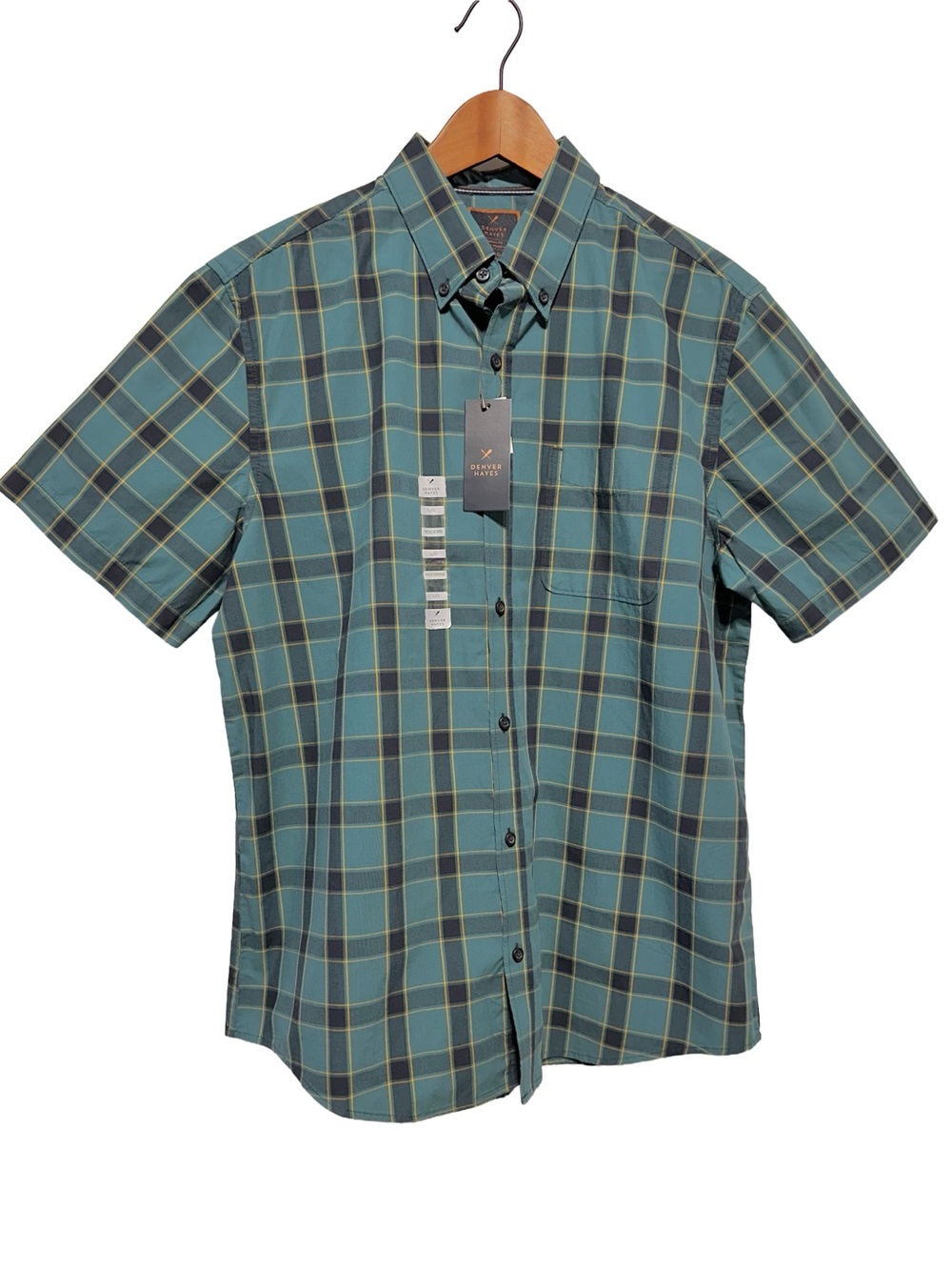DENVER HAYES Teal Plaid Button Down Shirt Cottagecore Cabincore Preppy